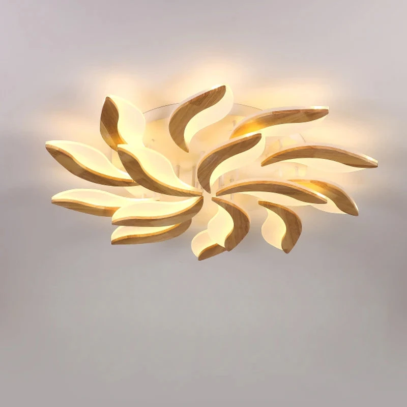 Lustre Moderne En Bois Avec Luminaires En Acrylique à LED 6 Lustre Moderne En Bois Avec Luminaires En Acrylique à LED – Image 4