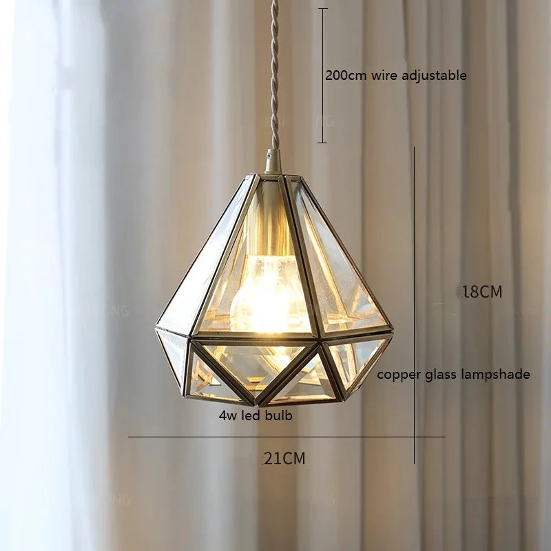 Suspension Vintage En Cuivre Avec Abat-jour En Verre Fait Main 11 Suspension Vintage En Cuivre Avec Abat-jour En Verre Fait Main â Image 9