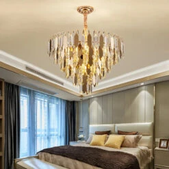 Lustre Moderne En Cristal Doré à Led Design élégant Pour Intérieur -Lumeers Boutique S3c456edf43424b4abc735d8cd9cf0484h