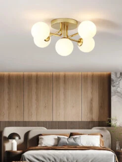 Plafonnier Moderne En Verre Avec Abat-jour Rond Ondulé Doré