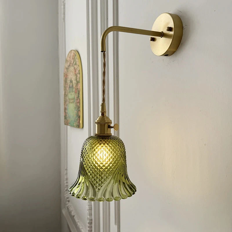 Applique Murale Vintage En Verre Avec Douille En Laiton 7 Applique Murale Vintage En Verre Avec Douille En Laiton – Image 5