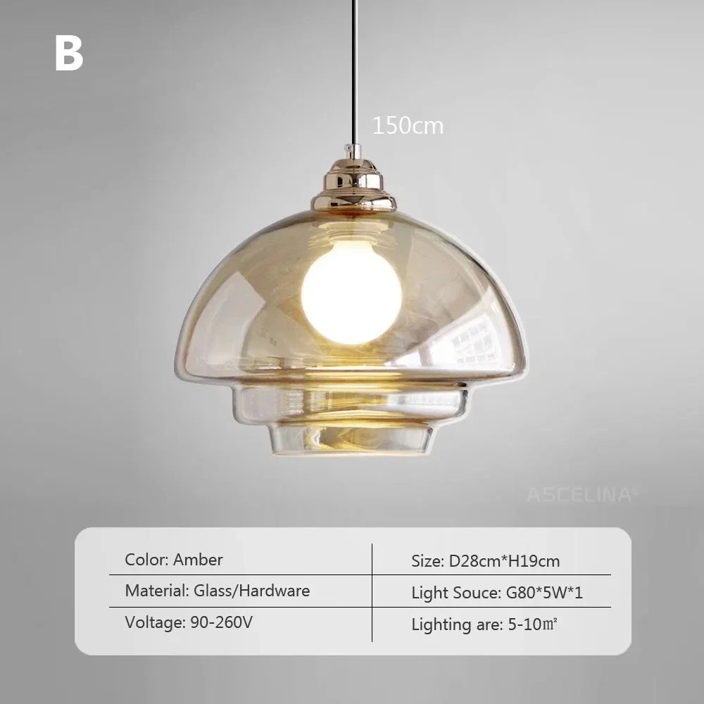 Suspension Rétro En Verre Plaqué Pour Décoration Moderne 11 Suspension Rétro En Verre Plaqué Pour Décoration Moderne – Image 9