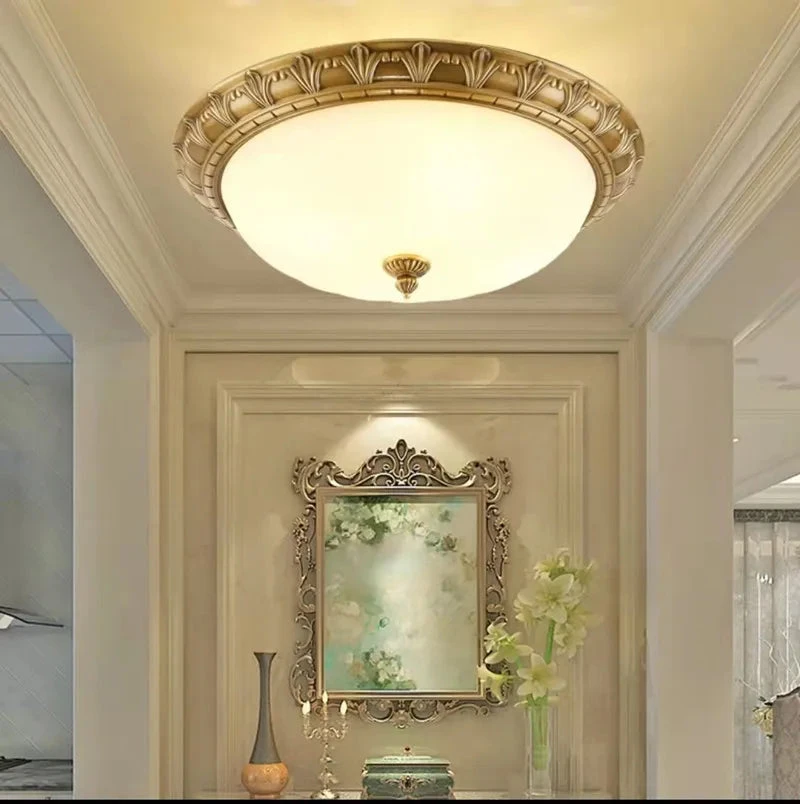 Plafonnier En Cuivre Abat-jour Rond En Verre Vintage 8 Plafonnier En Cuivre Abat-jour Rond En Verre Vintage – Image 6