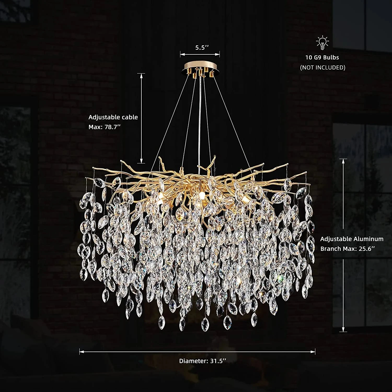 Lustre En Cristal De Luxe Avec Branches Led Pour Intérieur Moderne 14 Lustre En Cristal De Luxe Avec Branches Led Pour Intérieur Moderne – Image 12