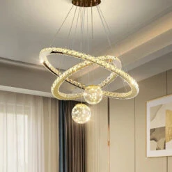 Lustre Moderne En Cristal à Led Avec Finition Dorée étoile