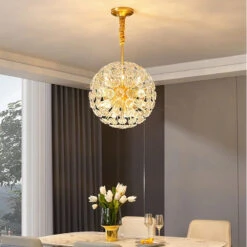 Lustre Cristal Pissenlit Cuivre Suspension à Led Décorative -Lumeers Boutique S5705b8f9c6bd4422bb8118f2ff8dca87d