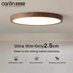 Plafonnier Led Moderne Circulaire En Grain De Bois éclairage Intérieur Décoratif
