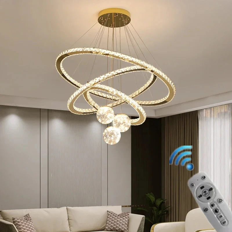 Lustre Moderne En Cristal à Led Avec Finition Dorée étoile 4 Lustre Moderne En Cristal à Led Avec Finition Dorée étoile – Image 2