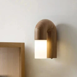 Applique Murale Rétro En Bois De Frêne Et Acrylique Avec Led