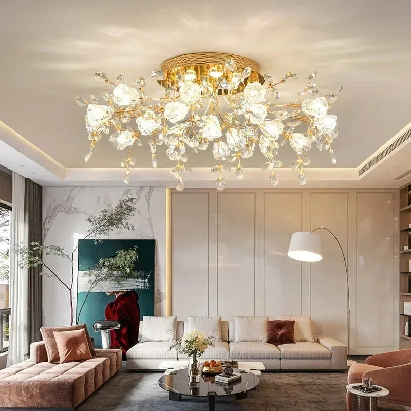 Plafonnier Led Vintage En Cristal à Fleurs Décoratif 5 Plafonnier Led Vintage En Cristal à Fleurs Décoratif – Image 3