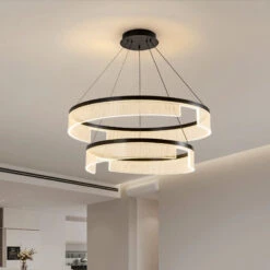 Lustre à Led Circulaire En Aluminium Et Acrylique Pour Intérieur Décoratif