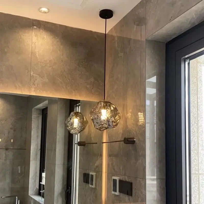 Lustre Nordique En Verre Lave Glace Forme Créative Rétro 6 Lustre Nordique En Verre Lave Glace Forme Créative Rétro – Image 4