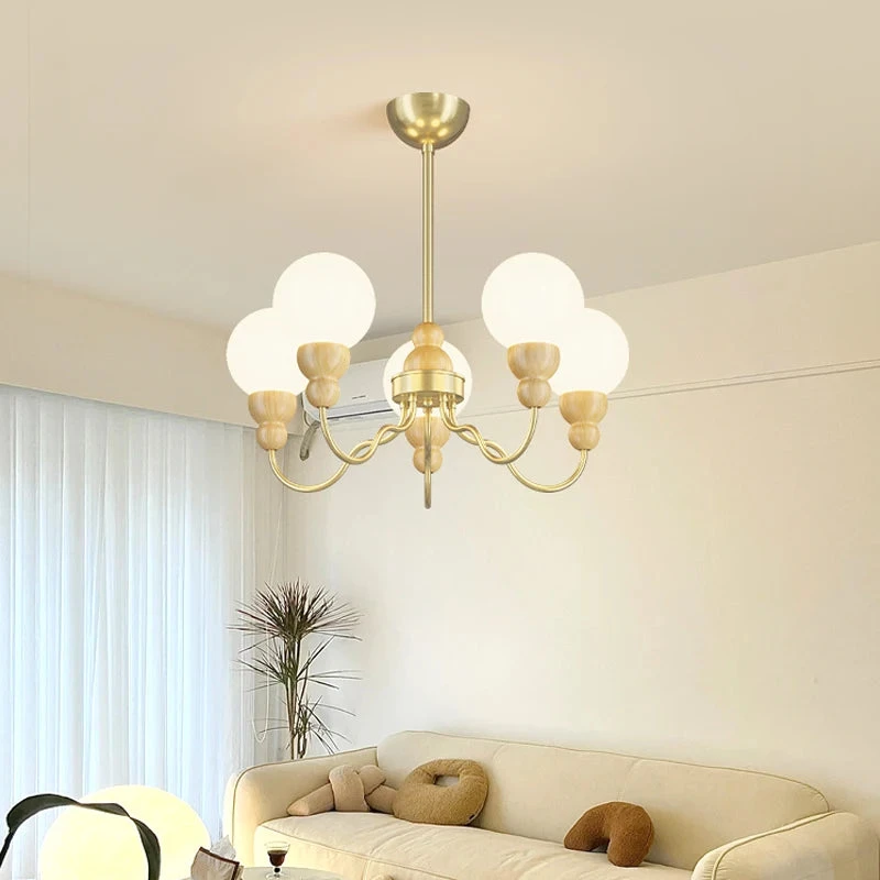 Suspension En Verre Rétro Avec éclairage Led En Bois 5 Suspension En Verre Rétro Avec éclairage Led En Bois – Image 3