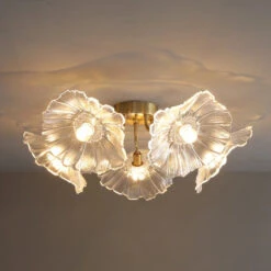 Lustre Moderne En Verre En Forme De Fleur De Lotus Avec Led -Lumeers Boutique S6dfc04b18a524cd99233d454c53d9911Y