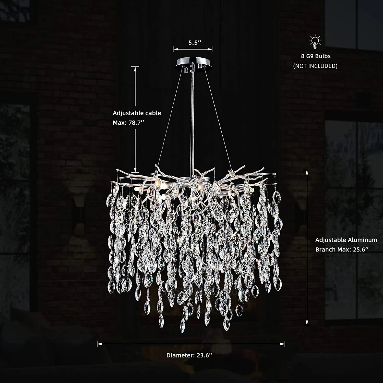 Lustre En Cristal De Luxe Avec Branches Led Pour Intérieur Moderne 15 Lustre En Cristal De Luxe Avec Branches Led Pour Intérieur Moderne – Image 13