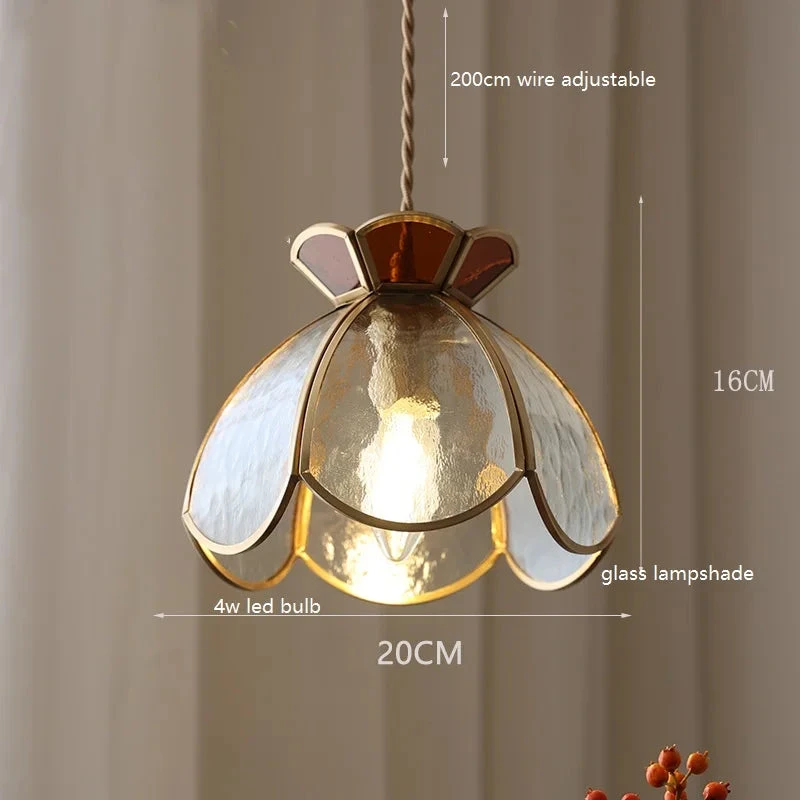 Suspension Vintage En Cuivre Avec Abat-jour En Verre Fait Main 5 Suspension Vintage En Cuivre Avec Abat-jour En Verre Fait Main â Image 3