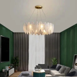Feather Glass Led Chandelier Pendant Lights Suspension Hanging Lamp For Living Room Bedroom 16 Feather Glass Led Chandelier Pendant Lights Suspension Hanging Lamp For Living Room Bedroom -Lumeers Boutique S7d24365821f54500b838b7250fdedeadn