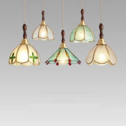 Lustre Rétro En Cuivre Et Verre Pour Intérieur élégant