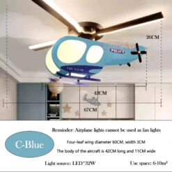 Plafonnier Hélicoptère Créatif Pour Chambre D'enfant Et Adolescent -Lumeers Boutique S83e09e2115be4097bb49f07358ad7d106