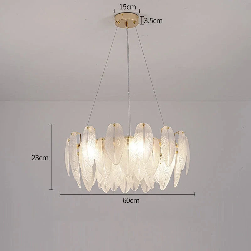 Feather Glass Led Chandelier Pendant Lights Suspension Hanging Lamp For Living Room Bedroom 11 Feather Glass Led Chandelier Pendant Lights Suspension Hanging Lamp For Living Room Bedroom – Image 9