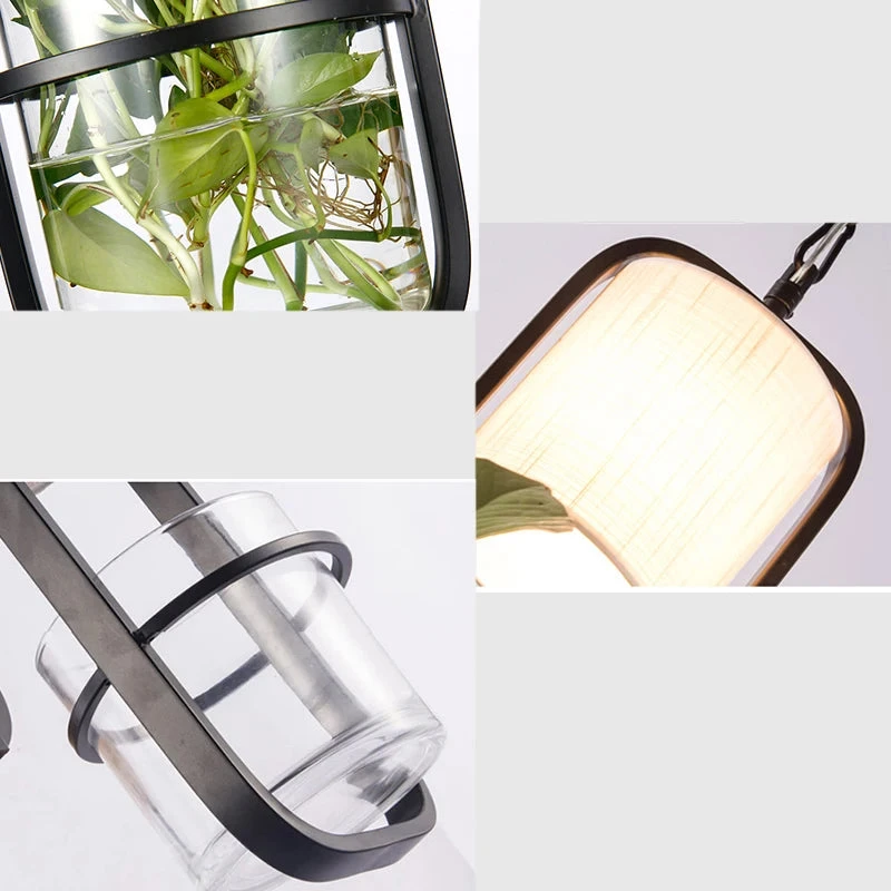 Suspension Moderne En Cage Avec Abat-jour En Verre Et Fer 8 Suspension Moderne En Cage Avec Abat-jour En Verre Et Fer – Image 6