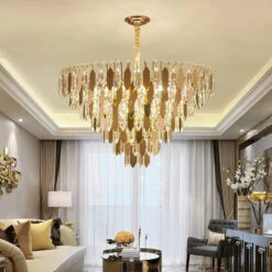 Lustre Moderne En Cristal Doré à Led Design élégant Pour Intérieur -Lumeers Boutique S8a308277f9c14a84a73c63d84d056a66h