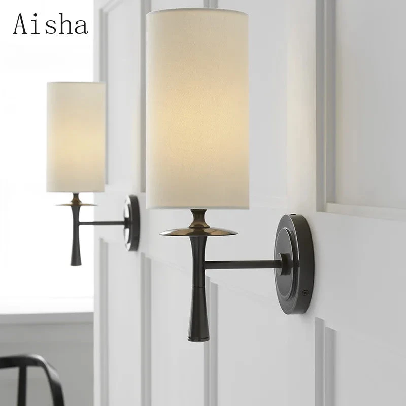 Applique Murale En Cuivre Avec Abat-jour En Tissu Moderne 3 Applique Murale En Cuivre Avec Abat-jour En Tissu Moderne