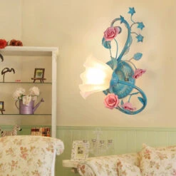 Plafonnier Rétro En Céramique Fleurs Et Plantes Lumineuses -Lumeers Boutique S8f2411d0cda5454ca100534fc447287fp