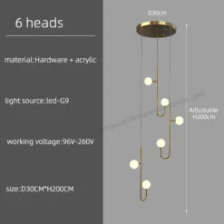 Suspension LED Escalier Colimaçon Plafond Lustre Moderne Luxe -Lumeers Boutique S8f772c887bc24bc9826044f7bc32430bP