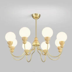 Suspension En Verre Rétro Avec éclairage Led En Bois