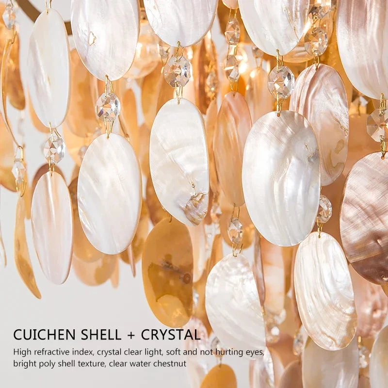 Lustres Led Postmodernes En Coquillage Capiz Pour Décoration Intérieure 8 Lustres Led Postmodernes En Coquillage Capiz Pour Décoration Intérieure – Image 6