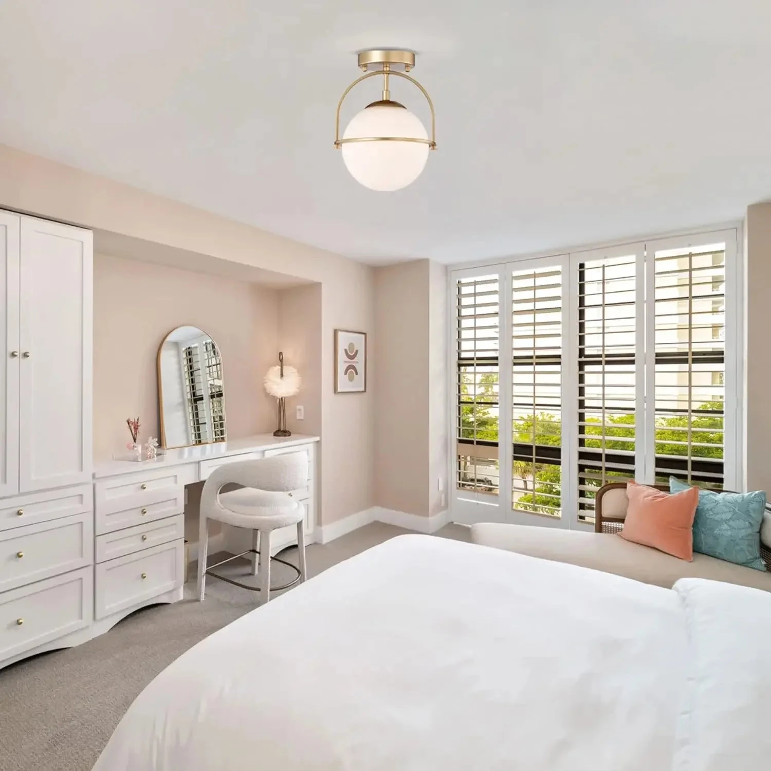 Plafonnier Nordique En Forme De Boule De Verre Laiteux 4 Plafonnier Nordique En Forme De Boule De Verre Laiteux – Image 2