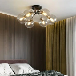 Plafonnier Industriel Design En Verre Fumé Pour Décoration Moderne