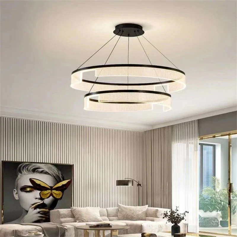 Lustre à Led Circulaire En Aluminium Et Acrylique Pour Intérieur Décoratif 4 Lustre à Led Circulaire En Aluminium Et Acrylique Pour Intérieur Décoratif – Image 2