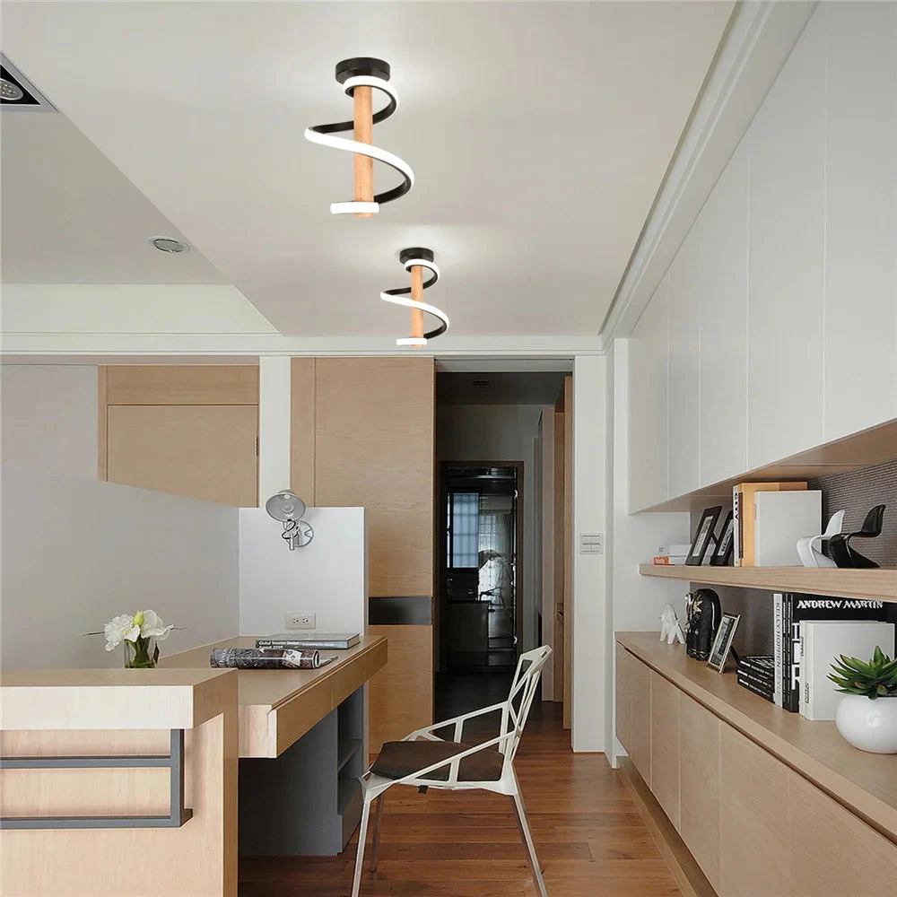 Plafonnier Led Ondulé En Bois Design Moderne Long Tube Décoratif 6 Plafonnier Led Ondulé En Bois Design Moderne Long Tube Décoratif – Image 4