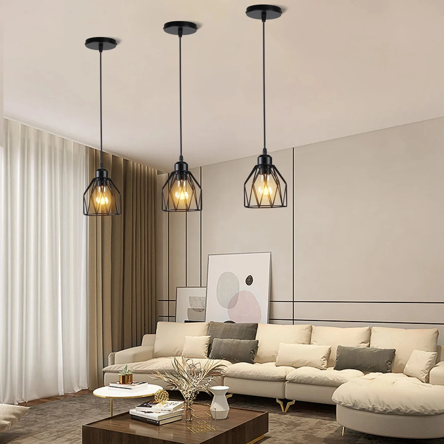 Vintage Plafonnier Rétro LED E27 Support De Lampe Ampoule Abat-jour En Métal Cage Plafonnier Semi-encastré Suspension Décoration 6 Vintage Plafonnier Rétro LED E27 Support De Lampe Ampoule Abat-jour En Métal Cage Plafonnier Semi-encastré Suspension Décoration – Image 4