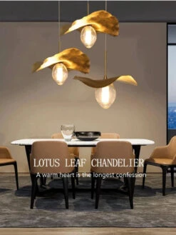 Lustre Nordique En Cuivre Forme De Feuille De Lotus Suspendu -Lumeers Boutique Sa73702c847674465b3b9b47d9ee89fdcU