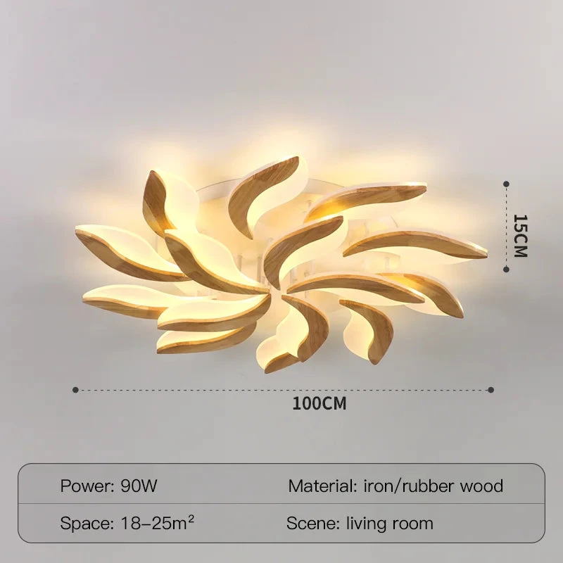 Lustre Moderne En Bois Avec Luminaires En Acrylique à LED 10 Lustre Moderne En Bois Avec Luminaires En Acrylique à LED – Image 8