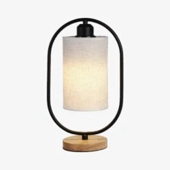 Lampe à Poser Moderne LED Avec Anneau Et Abat-jour Tissu Nordic