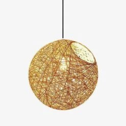 Suspension En Rotin LED Avec Boule Colorée Simple