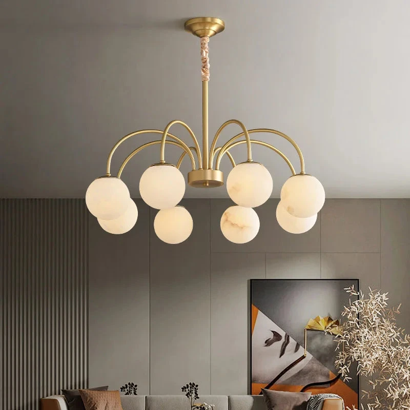 Suspension Moderne En Cuivre Et Marbre Naturel Pour Un éclairage Luxueux 4 Suspension Moderne En Cuivre Et Marbre Naturel Pour Un éclairage Luxueux – Image 2