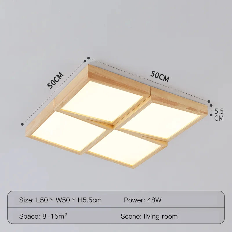 Lustre En Bois Carré à Led éclairage Intelligent Dimmable 10 Lustre En Bois Carré à Led éclairage Intelligent Dimmable – Image 8