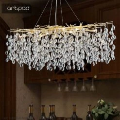Lustre En Cristal De Luxe Avec Branches Led Pour Intérieur Moderne