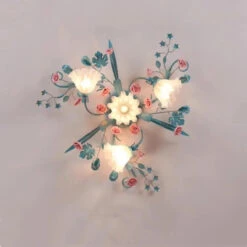 Plafonnier Rétro En Céramique Fleurs Et Plantes Lumineuses