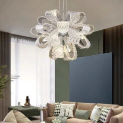 Lustre Minimaliste En Verre Design Floral Pour Intérieur Moderne