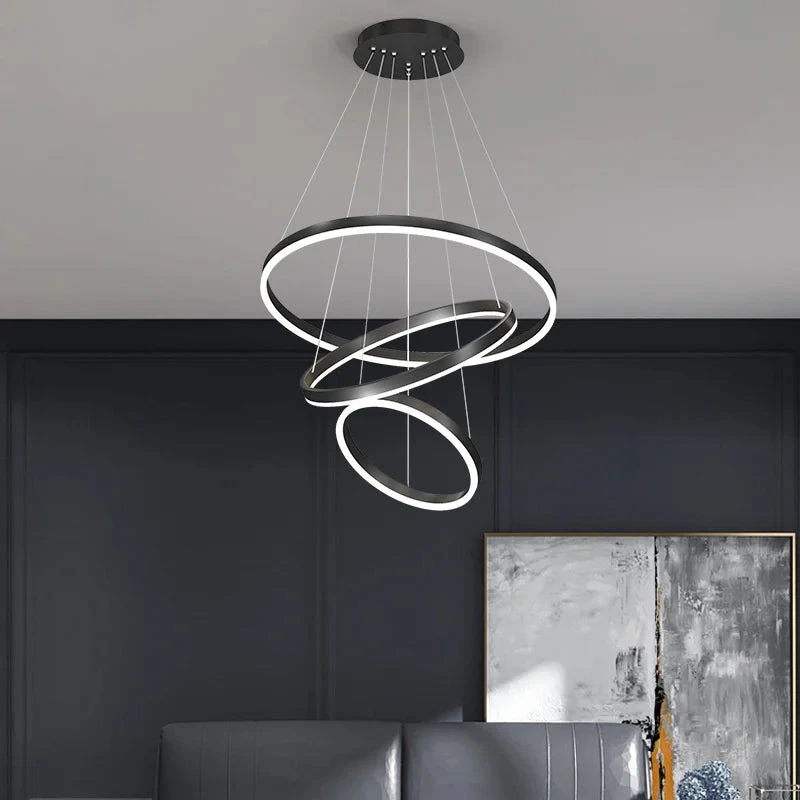 Lustre Moderne à Anneaux Ronds En Led Pour Décoration Intérieure 5 Lustre Moderne à Anneaux Ronds En Led Pour Décoration Intérieure – Image 3