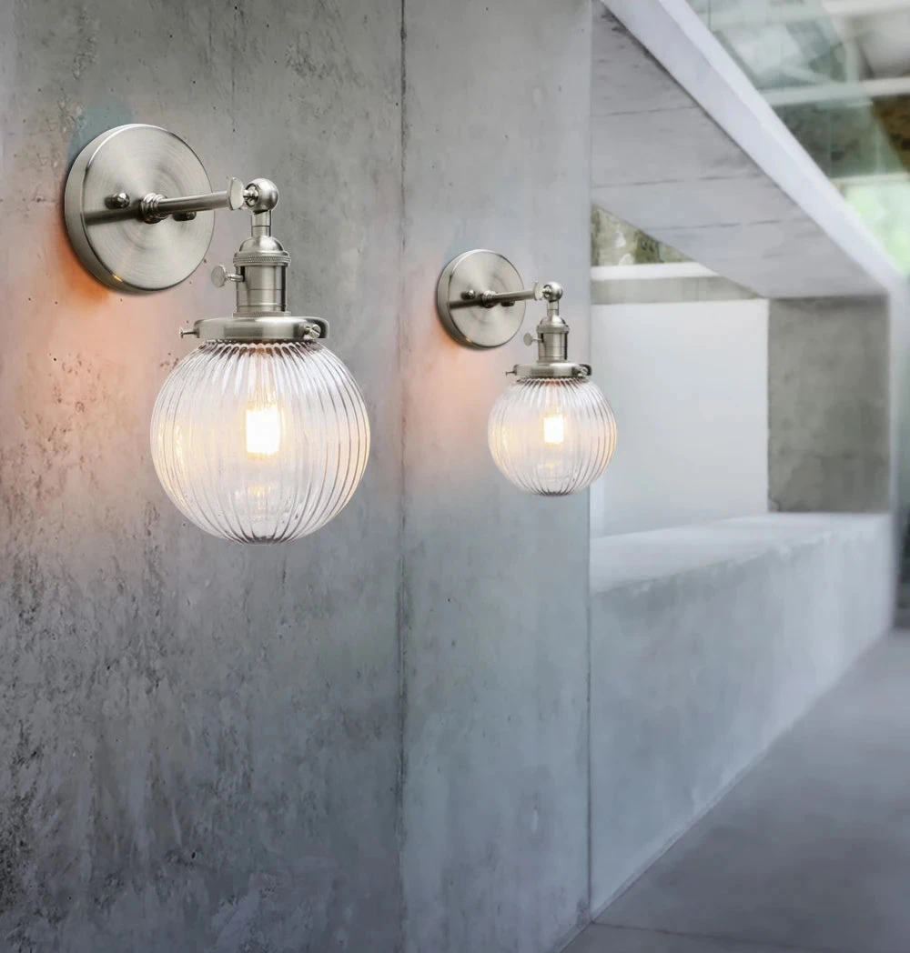 Applique Murale Phansthy Vintage Industrielle Avec Abat-jour Rond En Verre 8 Applique Murale Phansthy Vintage Industrielle Avec Abat-jour Rond En Verre – Image 6