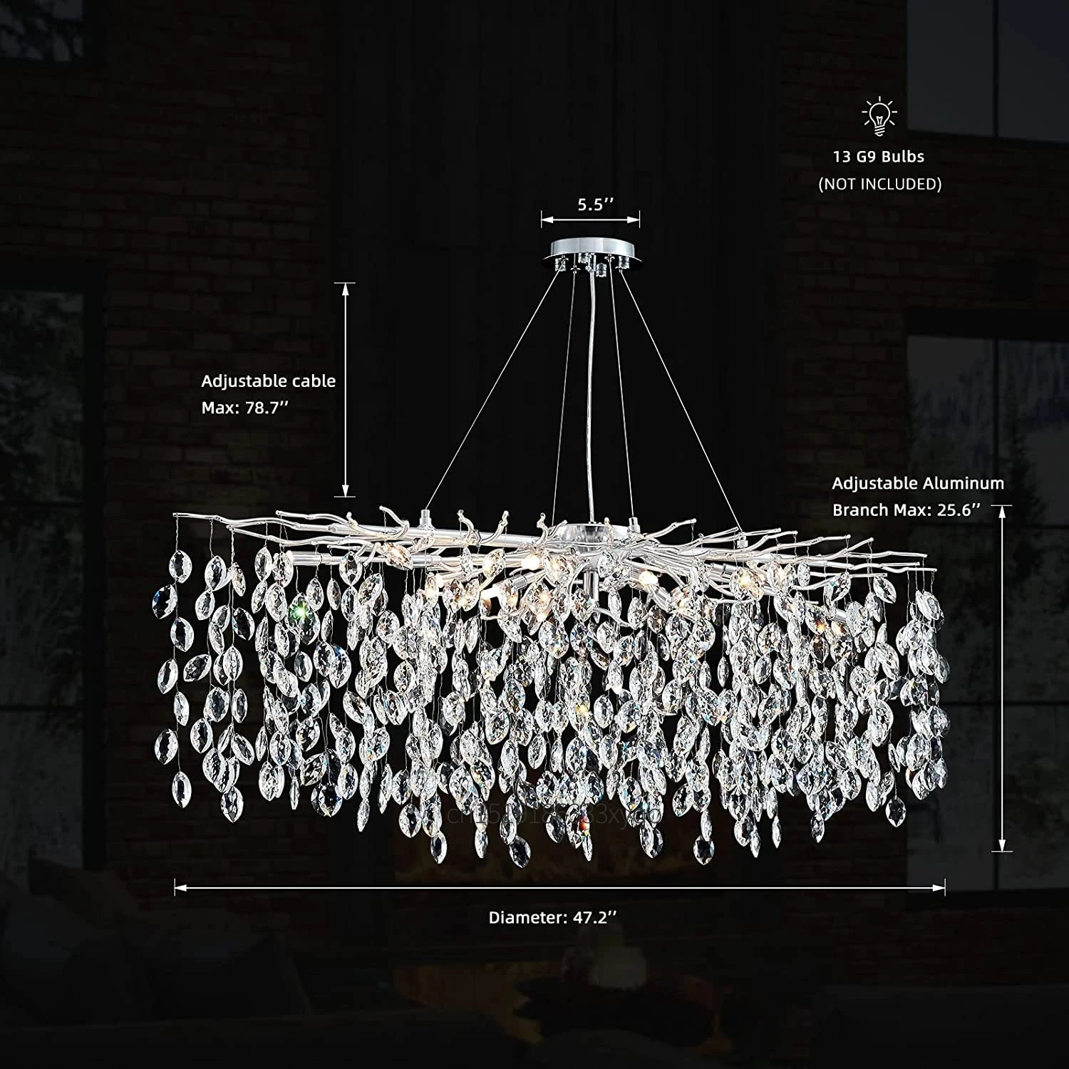 Lustre En Cristal De Luxe Avec Branches Led Pour Intérieur Moderne 11 Lustre En Cristal De Luxe Avec Branches Led Pour Intérieur Moderne – Image 9
