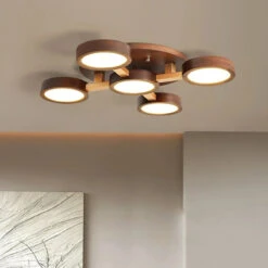 Lustre Led Moderne En Bois Pour Décoration Intérieure élégante