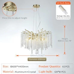 Lustre à Pampilles En Cristal Pour éclairage Intérieur à LED -Lumeers Boutique Scdf3e5c819db4063a461c197b843d56a9